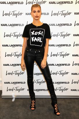 Hailey Baldwin Wears an Oversized Graphic T-Shirt and Leather