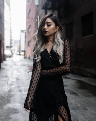 black mesh outfit
